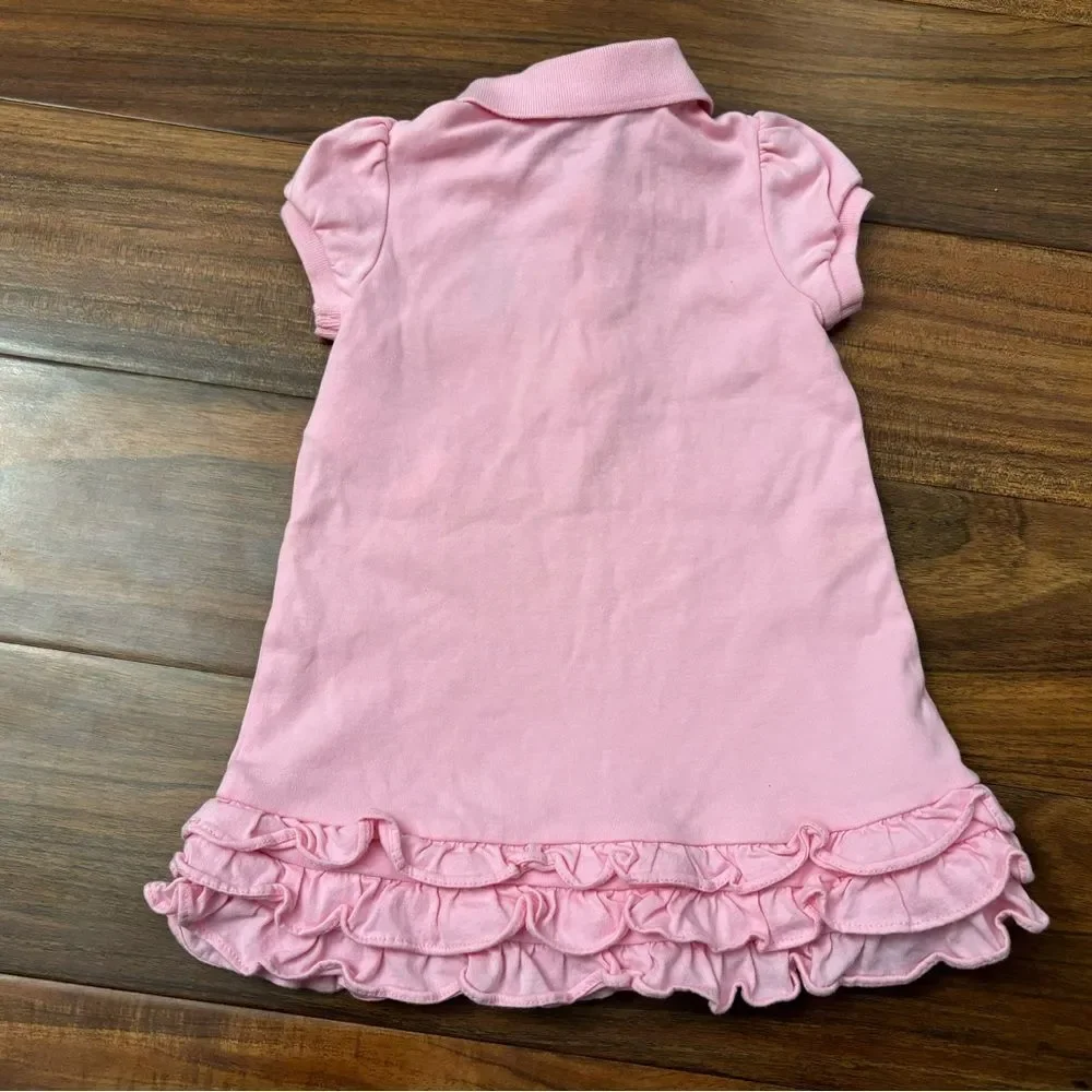 Ralph Lauren Polo Bear Baby embroidered Pink Short Sleeve Collared Dress